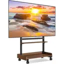TV Stand on Wheels for 40-86 Inch LCD LED OLED Flat Panel Plasma TVs, Height Adjustable TV Floor Stand with Shelf TV Trolley with Wooden Base Max VESA 600x400mm up to 68 kg, Walnut image 6