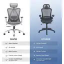 Sihoo M57 chaise de bureau ergonomique en mesh avec soutien lombaire réglable, accoudoirs 3D et dossier haut respirant gris clair image 8