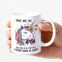 Alphynix 1pc 11oz White Mug with "Take Me As I Am" Unapologetic Quote & Sassy Unicorn, Bold Attitude Christmas or Thanksgiving Gift image 2