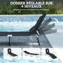 Outsunny Bain de Soleil Pliable transat inclinable 4 Positions Chaise Longue 3 Coussins fournis Noir image 4