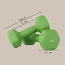 JOYFURNOSLot de 2 haltères, Poids en néoprène 2 x 2 kg, Hexagonaux, Pour entraînement à domicile et remise en forme, Vert image 2