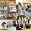Lot de 4 Grands Sacs de Rangement avec Couvercle, Boîtes de Déménagement Transparentes avec Fermeture Éclair et Poignées pour Vêtements, Linge de Lit, Camping et Déménagement image 6