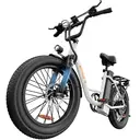 Le vélo électrique URLIFE à pneus larges de 20 pouces est doté d'un réglage à 7 vitesses, d'une batterie amovible de 13 Ah, d'un écran LCD et d'une suspension avant pour une conduite facile hors route. Blanc image 1