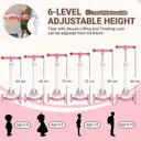 Neuleb Balancing Kick Scooter with Light Up Wheels, Extra Wide Deck, 3 Wheel Platform, Foot Activated Brake, 30Kg Limit, Kids & Toddlers Girls or Boys, for Ages 3 and Up, Pink image 1