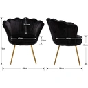 CHAIRUS Chaise d'appoint en velours en forme de pétale avec pieds dorés - Noir image 2