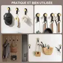 KAPANOU Lot de 8 porte-manteaux muraux en bois avec support métallique robuste - Noir image 1