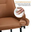 CLIPOP Occasional Dining Chairs Set of 2 Faux Leather Padded Kitchen Chair Accent Armchair with Backrest and Metal Legs, Lounge Living Room Reception Chairs 0224 brown 56*50*89 cm image 5