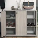 Galano Hansel 12 Pairs Cabinet – 2 Door Storage Unit, Modern Organizer for Hallway – Warm Grey Oak image 4