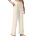Willit Women's Yoga Pants Wide Leg Dress Work Pants Stretch Casual Pants Slacks with Pockets High Waist 30" Cream M image 0