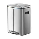 SONGMICSHOME 40L Double Kitchen Bin with Lids, Rubbish Bin, Soft Close with Plastic Inner Buckets, Silver image 0