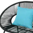 Outsunny Banquette banc de jardin 2 places en acier et cordage en résine avec 2 coussins - dim. 132L x 72l x 83H cm - noir image 2