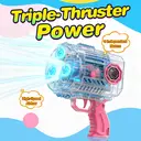 TOKKY Electric Bubble Gun for Kids, 36-Hole High-Density Bubbles, Leak-Proof Large Bottle, Colorful Lights, Includes Refill Fluid, Easy Assembly Outdoor Toy - Pink image 4