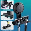 TAILI Porte-rasoir à ventouse pour douche lot de 2, serviette, éponge, support de rasoir pour mur de douche, crochets à ventouse puissants pour l'intérieur de la salle de bain, faciles à installer et réutiliser, Noir image 4