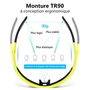 Revoray X3 Lunettes de soleil de cyclisme avec verre monobloc en PC haute définition et antichoc, monture légère en TR90, protection UV400, et design aérodynamique - Vert image 2