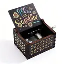 Alphynix Boîte à musique à manivelle vintage, 1 pièce, avec feuille musicale de « You Are My Sunshine » offerte, gravures de papillon et de motifs floraux, souvenir sentimental image 0