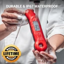 ThermoMaven Thermomètre à viande numérique précis et étanche avec affichage rétroéclairé - Rouge image 1