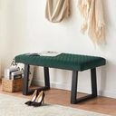 CLIPOP Upholstered Dining Bench, 100 cm Velvet Padded Seat, Ottoman Bench Hallway Bench with Sturdy Metal Legs, Dining Room Bench Seating for Entryway Living Room Bedroom Green image 0