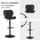 CLIPOP Swivel Bar Stools Set of 2 Faux Leather Padded Breakfast Dining Stools with Height Adjustable and Footrest, High Back Pub Stools for Kitchen Counter Island, Black image 8