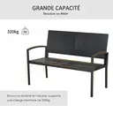 Outsunny Banc de jardin 2 places style cosy chic résine tressée 4 fils imitation rotin noir image 2