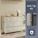 Ochama x SONGMICS Chest of Drawers, Dresser, Bedroom Furniture, Metal Frame, 7 Drawers, Modern, White and Beige image 7