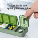 JORDAN&JUDY Small Pill Organizer Portable Mini Daily Pill Case Tablet Cutter Storage Box 1 pc Green image 2