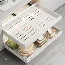VIVREAL Ausziehbares Aufbewahrungsgestell – 2 weiße kleine bohrfreie Auszugskörbe aus Edelstahl, verstellbar 12,6–20,5 Zoll, einfache Montage, S32W*2 image 6
