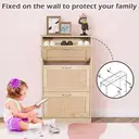 GRAVFORCE Shoe Cabinet Rattan Shoe Storage Cabinet Wood 3 Tier Slim Shoe Rack for Home Apartment Entryway image 3