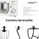 Monsga SM100 Robot Pâtissier 1000W, Blanc Crème, Bol en Acier Inoxydable 6,0L, Silencieux, avec Fouet, Crochet à Pétrir en Téflon Super Antiadhésif (Résistant à 260°C), Batteur & Couvercle Anti-éclaboussures, 8 Vitesses image 9