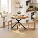 HOMCOM Table à manger ronde pour 4 personnes table de cuisine 120 cm style industriel avec plateau aspect bois et piètement croisé en acier, chêne image 5