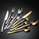 FangYuan Set de 4 couverts en acier inoxydable texturé compatible lave-vaisselle - Argent image 6