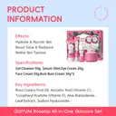 Quiyum Kit de soins à la rose musquée (9 pièces) - Nettoyant visage 50 g, Sérum 30 ml, Crème contour des yeux 20 g, Crème pour le visage 50 g, Crème anti-couches 30 g, avec pinces à cheveux, bandeau pour cheveux, éponge pour le visage, cadeau pour la Fête des Femmes image 4