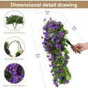 Yuejia Lot de 2 plantes artificielles suspendues en soie 78 cm - Violet image 7