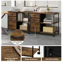 WOLTU Mobiler Aktenschrank, Metallaufbewahrung mit Rollen, Steckdosen und USB-Anschlüsse, 3-Schubladen-Organizer für Büro und Zuhause, 80x40x66 cm, ASK07hov image 4