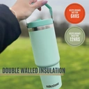 Milestone Travel Mug with Flip Straw Stainless Steel Double Walled Mint Green 890ml image 1