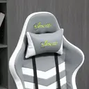 Vinsetto Gaming Chair, Computer Desk Chair with Lumbar Support, Faux Leather Racing Chair with Headrest and Swivel Wheels for Home Office, Grey White image 7