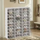 SONGMICSHOME Modular Shoe Storage Cabinet, 12-Compartment Organiser with Doors, Plastic and Steel Frame, Entryway, White image 3