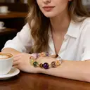 VoxorAI L8 Bracelet en cristal, quartz et améthyste naturels artisanal - Vert ambré image 7