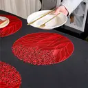 6pcs, Red,Sea Flower PVC Round Placemat, Holiday Table Decoration Placemats, Vase Mats, Party Wedding Placemats image 1