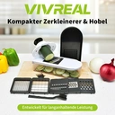 Vivreal 10-in-1 Gemüseschneider & Mandoline – Manueller Edelstahl-Lebensmittelzerkleinerer, Zwiebelschneider, Kartoffelschneider mit 10 Klingen, Fingerschutz & Reinigungswerkzeugen – BPA-frei, spülmaschinenfest, kompakte Küchengeräte image 3