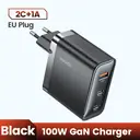 Toocki Bloc de charge USB C 100 W, Chargeur mural rapide GaN à 3 ports avec prise pliable, Chargeur rapide PD3.0/QC3.0 pour iPhone 17/16/13/14/15 Pro Max/Plus, MacBook Air/Pro, Dell XPS 13, Samsung Galaxy S24/S23 Series image 0