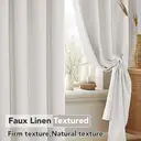 Deconovo Lot de 2 rideaux occultants aspect lin avec oeillets 132 x 214 x 8 cm - Blanc ivoire image 2