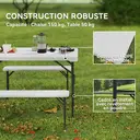 Outsunny Ensemble table et bancs de pique-nique pliants 113 cm, avec poignée de transport, gris clair et blanc image 1