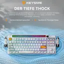 KEYSME Lunar 01 80% Tri-Mode mechanische Tastatur, US-Layout (QWERTY), Gasket-Mount mit Rhythm Light, Hot-Swap-Switches, programmierbarer Drehregler, PBT-Keycaps & 4000‑mAh‑Akku, weiß image 2