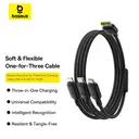 Baseus Silky One-for-Three Fast Charging Cable USB-A to M+L+C 100W 1.5m Cosmic Black image 4