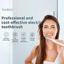 Sunluxy Sonic Electric Toothbrush – 5 Cleaning Modes, 40,000 VPM, 60-Day Battery Life, Rechargeable Travel Electric Toothbrush, Includes 8 Brush Heads, Smart Timer, T5 White image 1