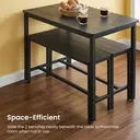 Ochama x SONGMICS Dining Table with 2 Benches, Set of 3, Kitchen Table, 2 Dining Room Benches, Steel Frame, Ash Black and Ink Black image 6