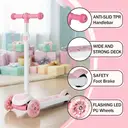 Neuleb Balancing Kick Scooter with Light Up Wheels, Extra Wide Deck, 3 Wheel Platform, Foot Activated Brake, 30Kg Limit, Kids & Toddlers Girls or Boys, for Ages 3 and Up, Pink image 2