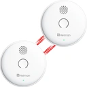 HEIMAN Smoke Detector, Radio Networkable, Wireless Smoke Detector Max. 40 Networkable Fire Alarms, 85 dB, 10 Year Battery, EN14604, with Mute Switch (Model 2SA-2 Piece) image 0