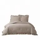 Meeallhome Comforter Set Vintage Ruffle Bed Set 135*200cm/50*75cm*1 Wheat-colored image 7
