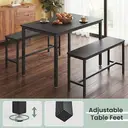 Ochama x SONGMICS Dining Table with 2 Benches, Set of 3, Kitchen Table, 2 Dining Room Benches, Steel Frame, Ash Black and Ink Black image 5